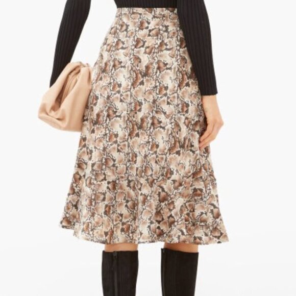 ALTUZARRA Snake Print 100% Silk Crepe De Chine Midi Slip Skirt - Picture 2 of 9